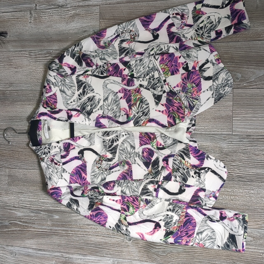 Ovi Abstract Bird Flamingo Print Blazer Small